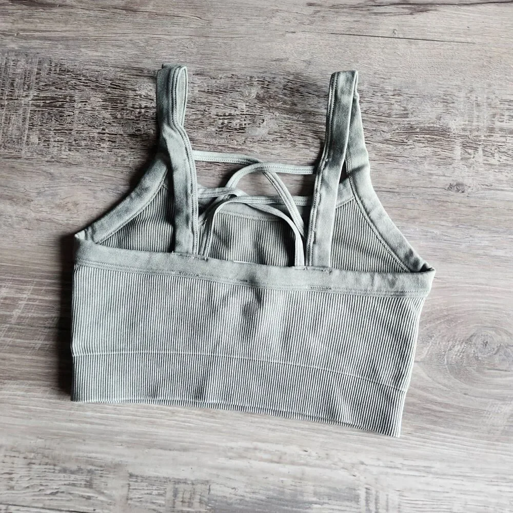 (S) YOGALICIOUS STONE WASH RIBSEAMLESS CLAIRE BRA TANK